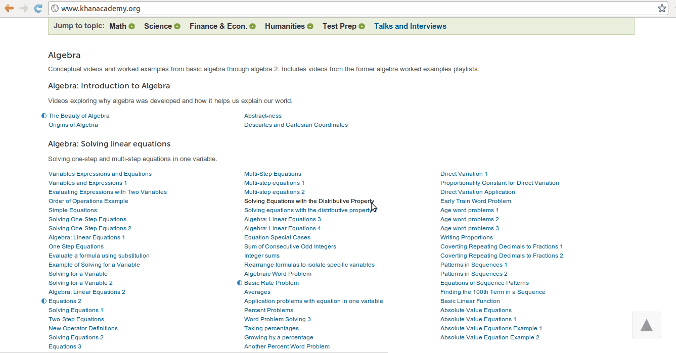 Long list of links