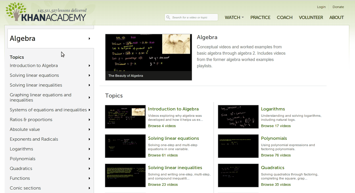 The Algebra Topic Page