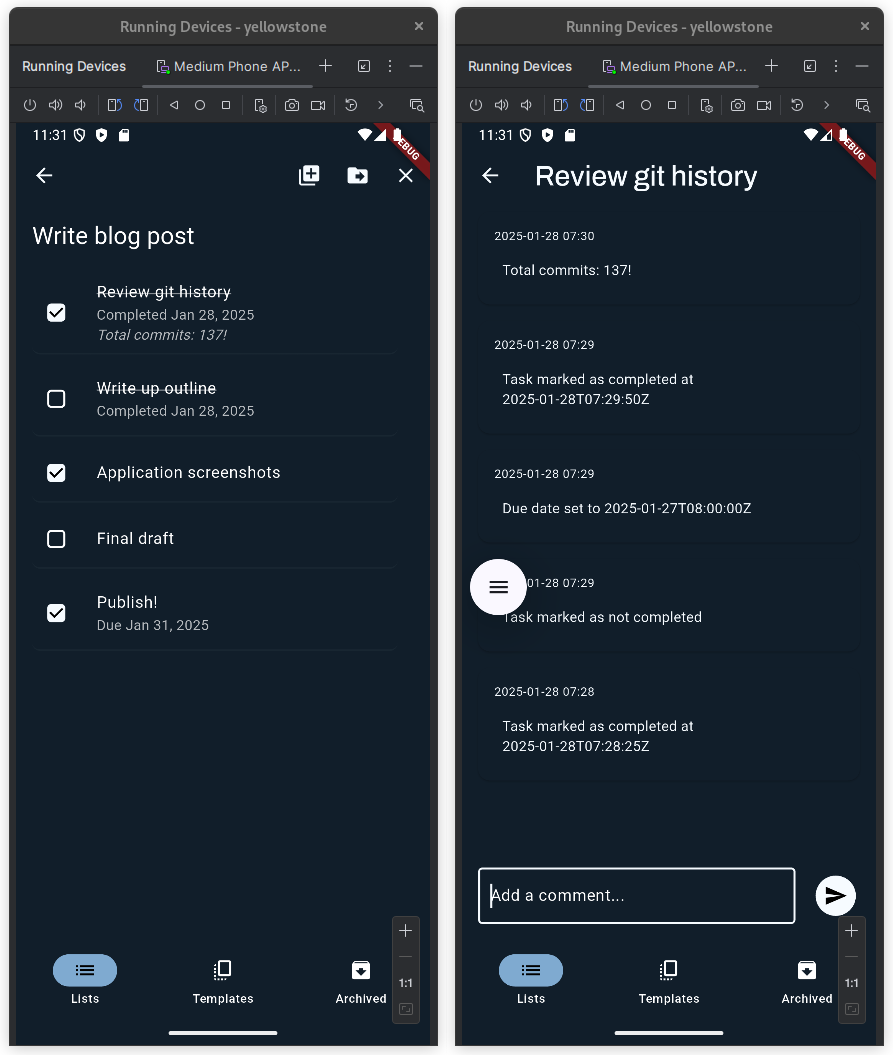 New selection mode and history view